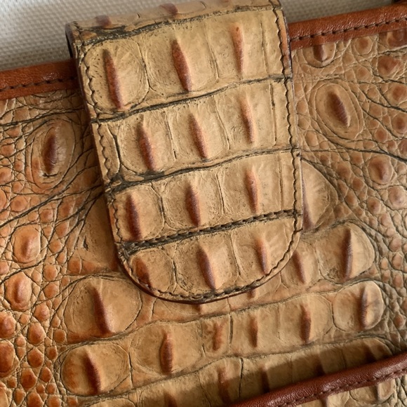 Brahmin Flower Toasted Almond Collection Shoulder Bag Leather Croc Print Purse - Picture 3 of 16